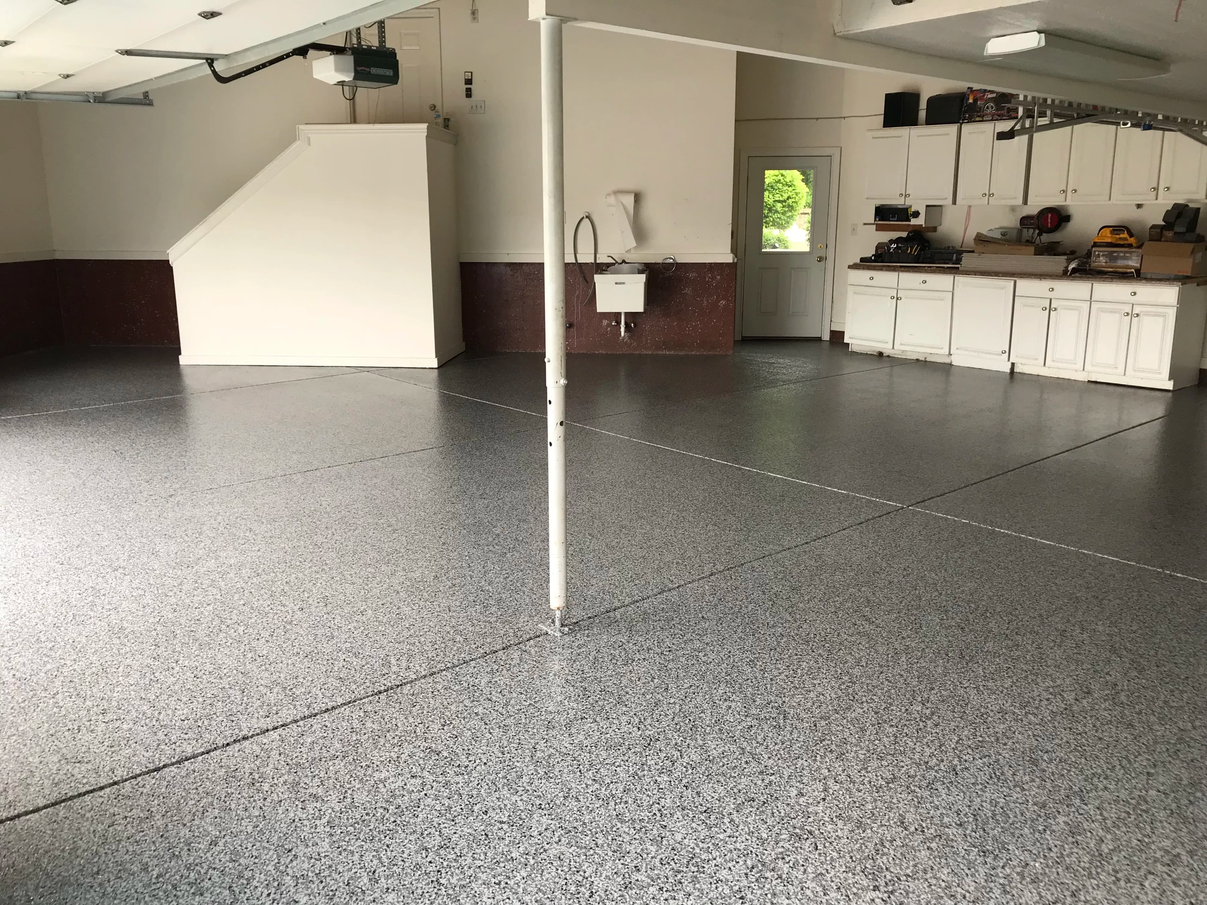 Beautiful flake garage floor system epoxy and polyurea