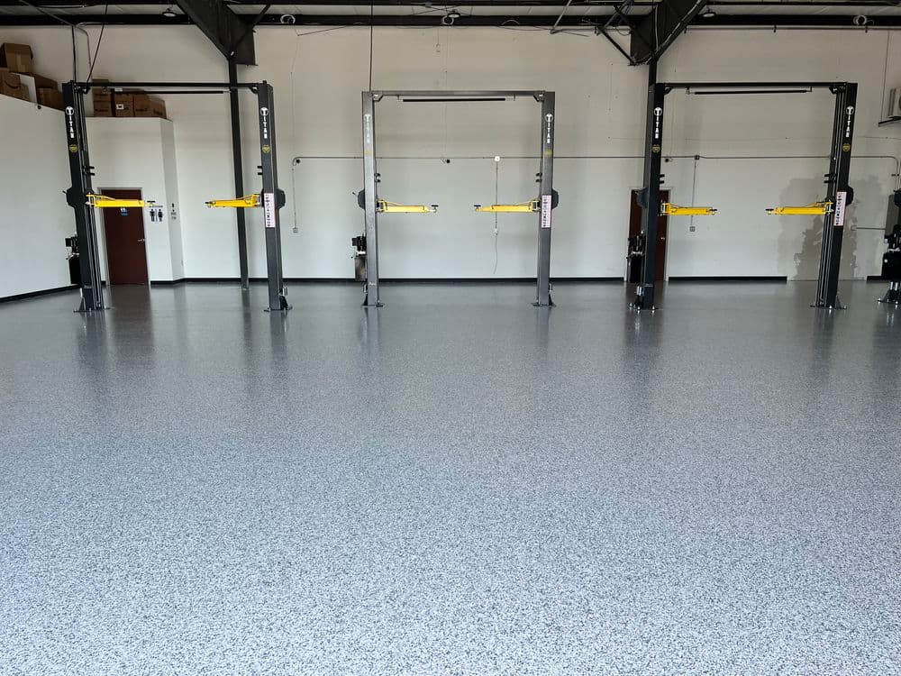 Project Full-Broadcast Flake Epoxy Floor at Wrenchworks in Westfield image